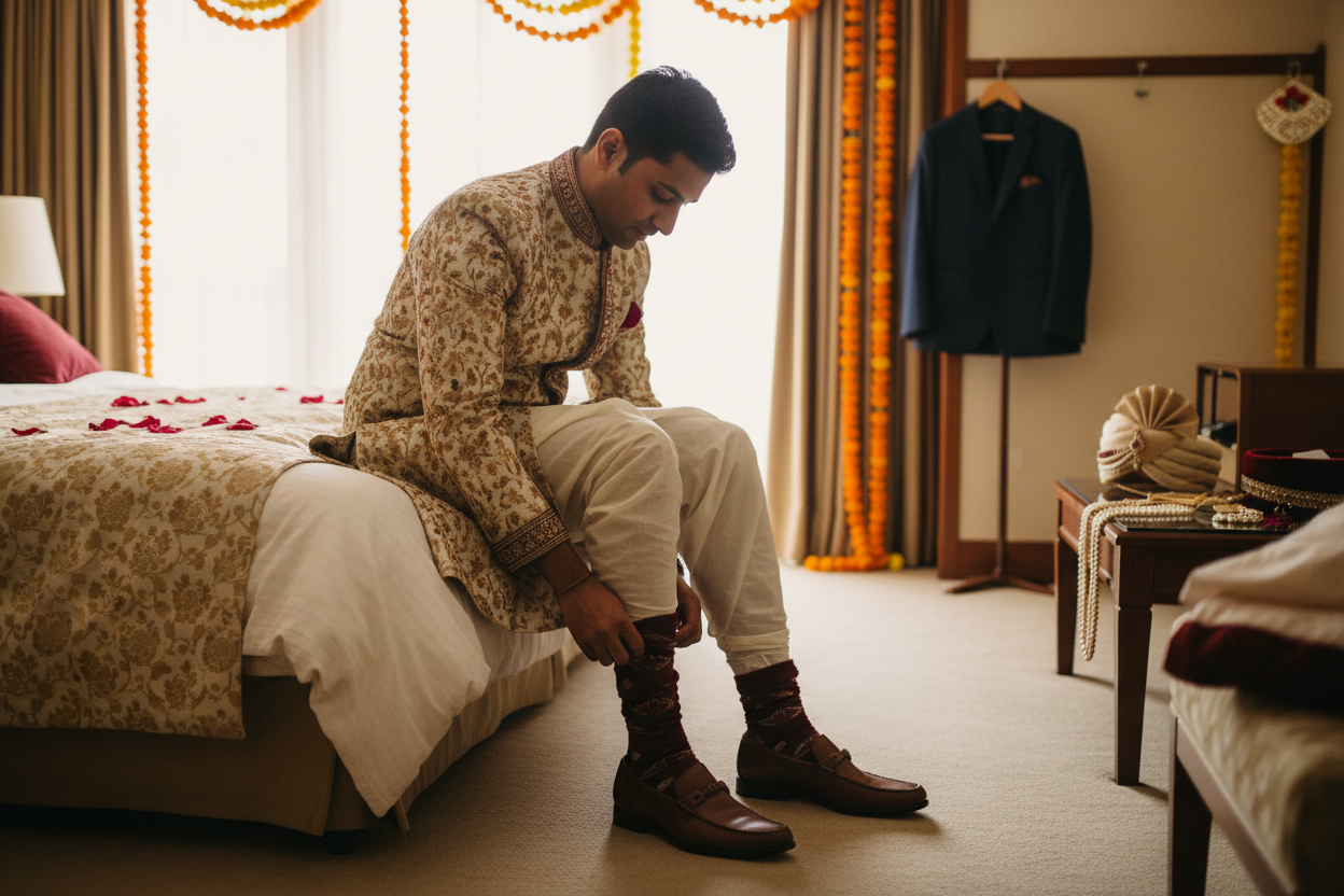 How to Rock Printed Socks Under Your Sherwani?
