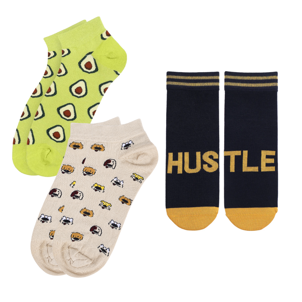 Life's Ruff Pack of 3 Pairs | Unisex Ankle Socks