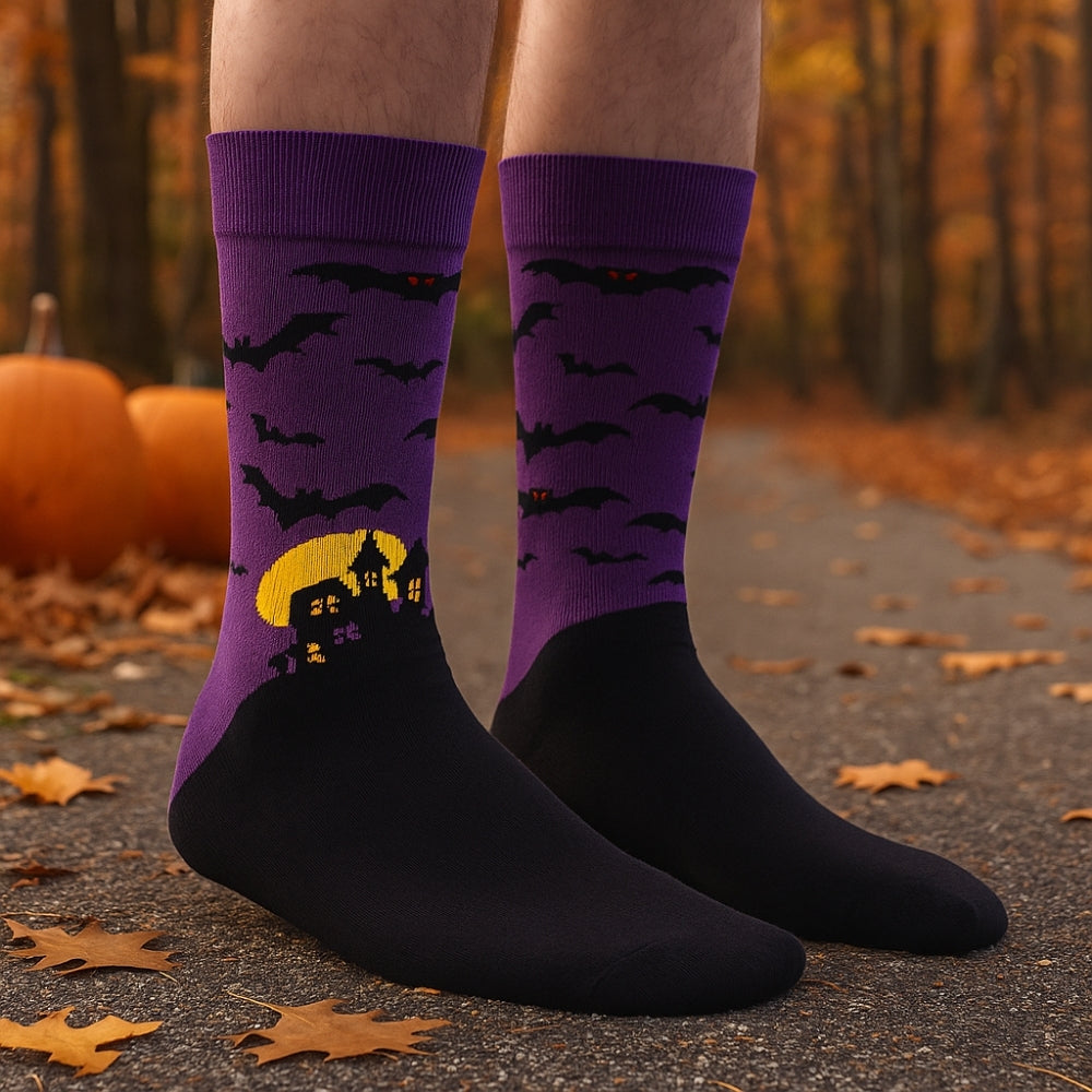 Pair of soft Crew length Halloween socks by Soxytoes