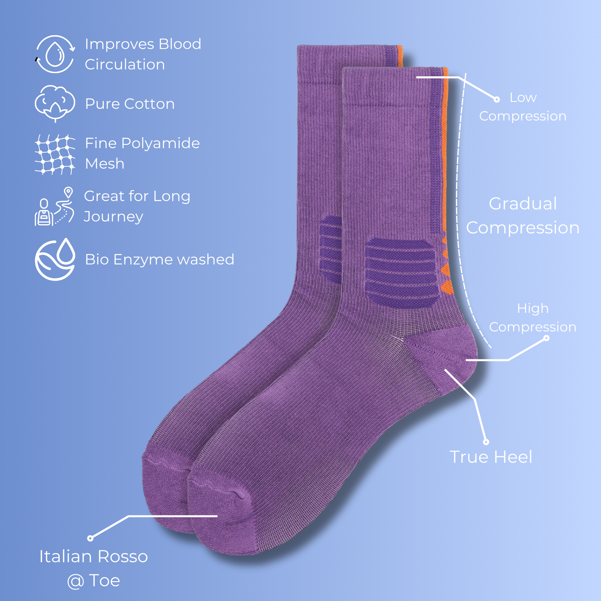 Support Mode Pop Colours Pack of 3 Pairs | Mid-Calf Compression Socks