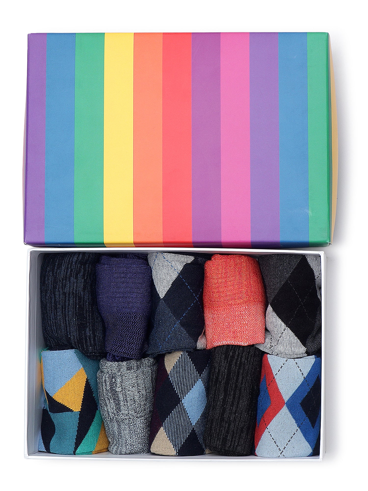 His & Hers | Fine Vintage Box Of 10 Pairs | Ankle & Mid Calf Crew Socks