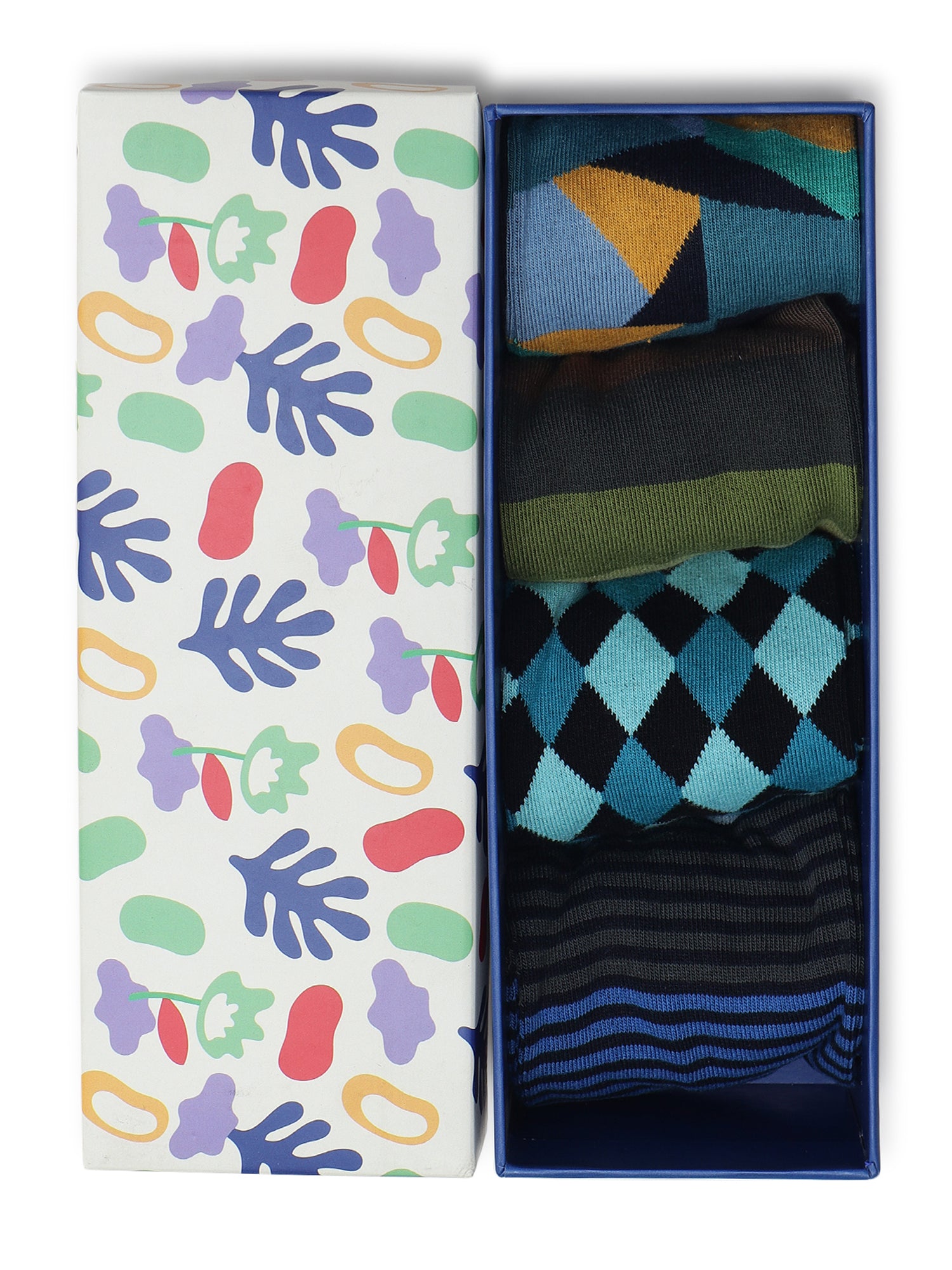 Men's Cool Colours Box Of 4 Pairs | Mid Calf Crew Socks
