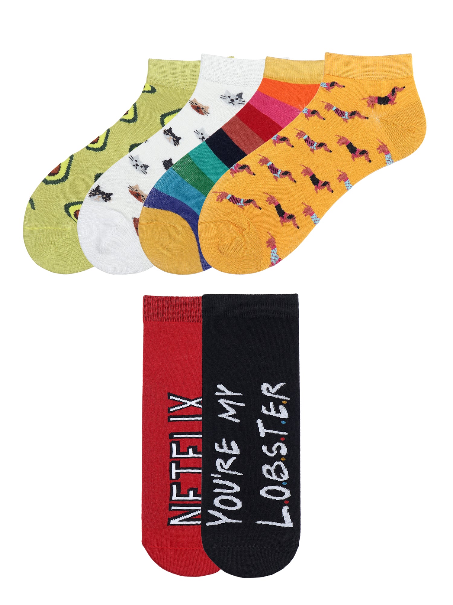 Unisex Happy Vibes Box Of 6 Pairs | Ankle Socks