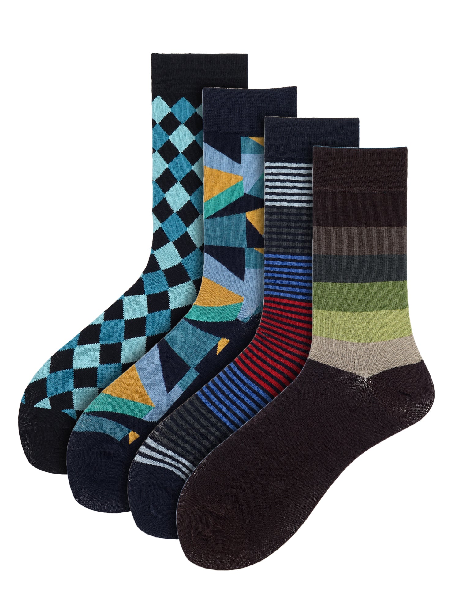 Men's Cool Colours Box Of 4 Pairs | Mid Calf Crew Socks