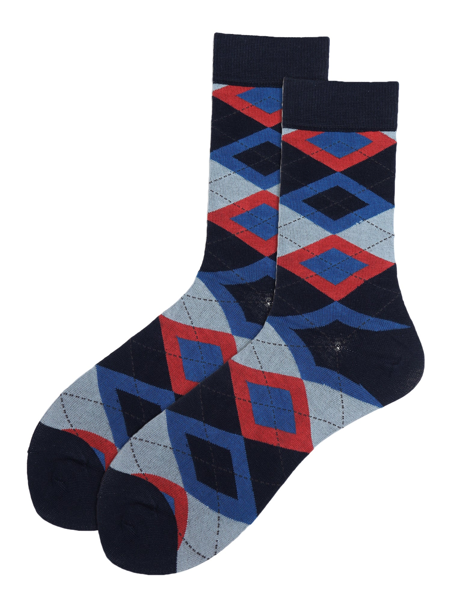 Men's Geometrics Box Of 8 Pairs | Mid Calf Crew Socks
