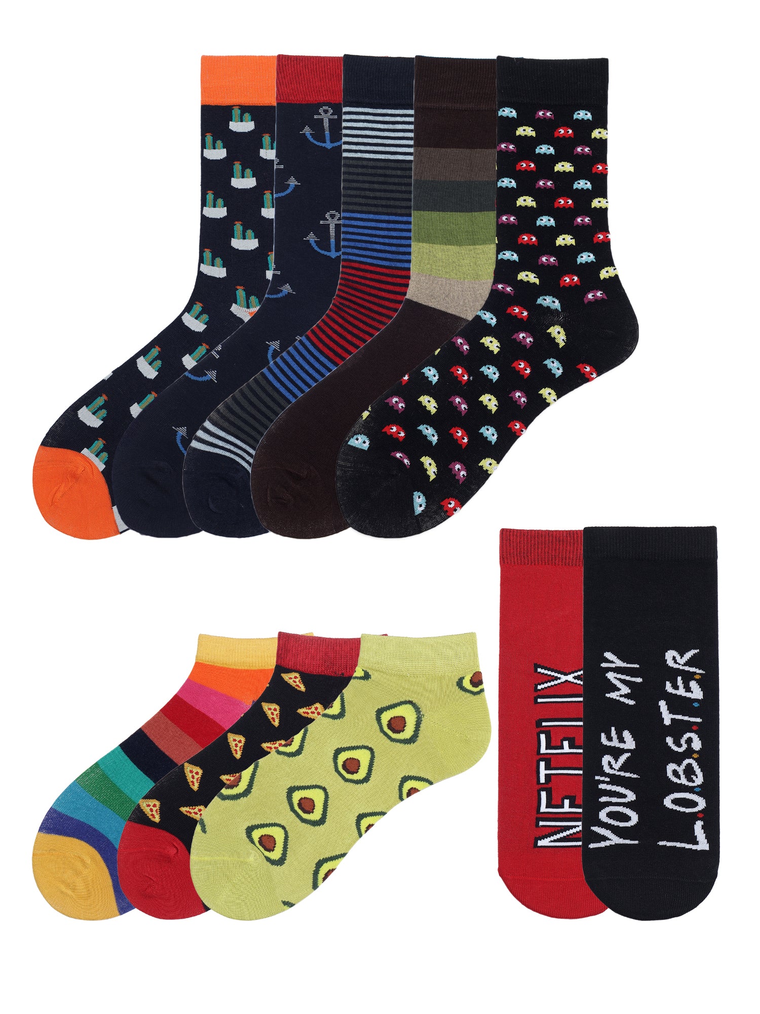 His & Hers | Bestsellers Box Of 10 Pairs | Ankle & Mid Calf Crew Socks