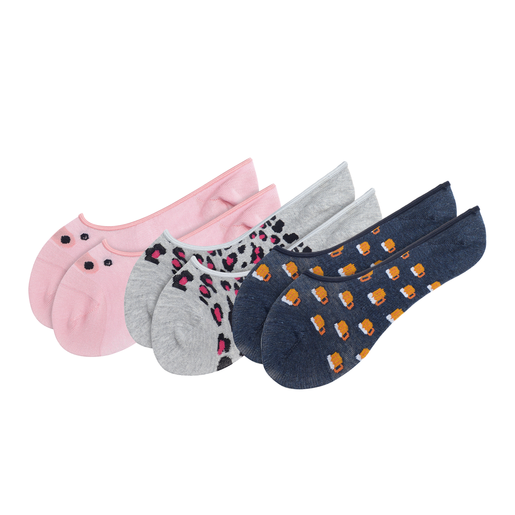 Party Animals Pack of 3 Pairs | No Show Ballerina Socks for Women