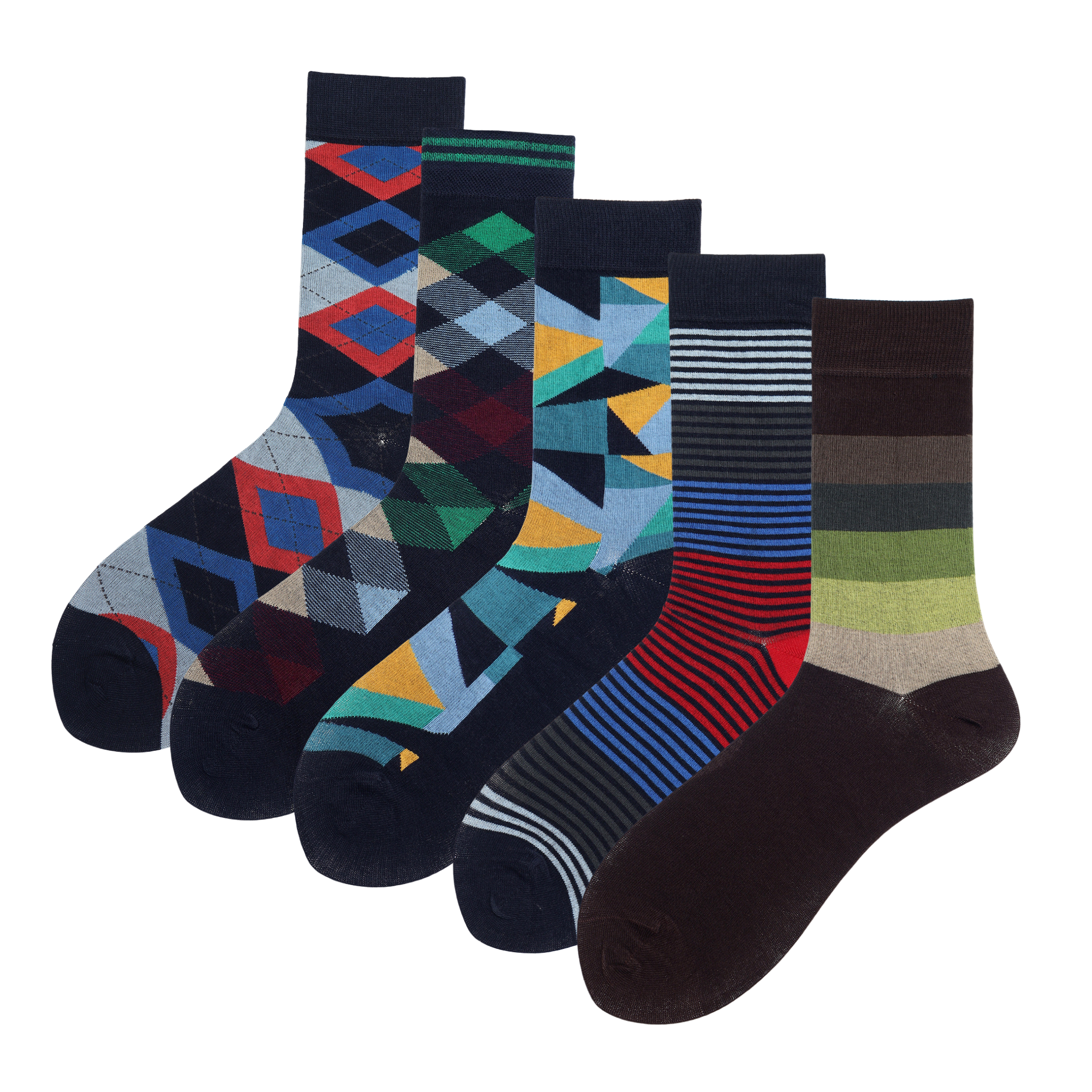 Linear Luxe Pack of 5 Pairs | Mid-Calf Socks