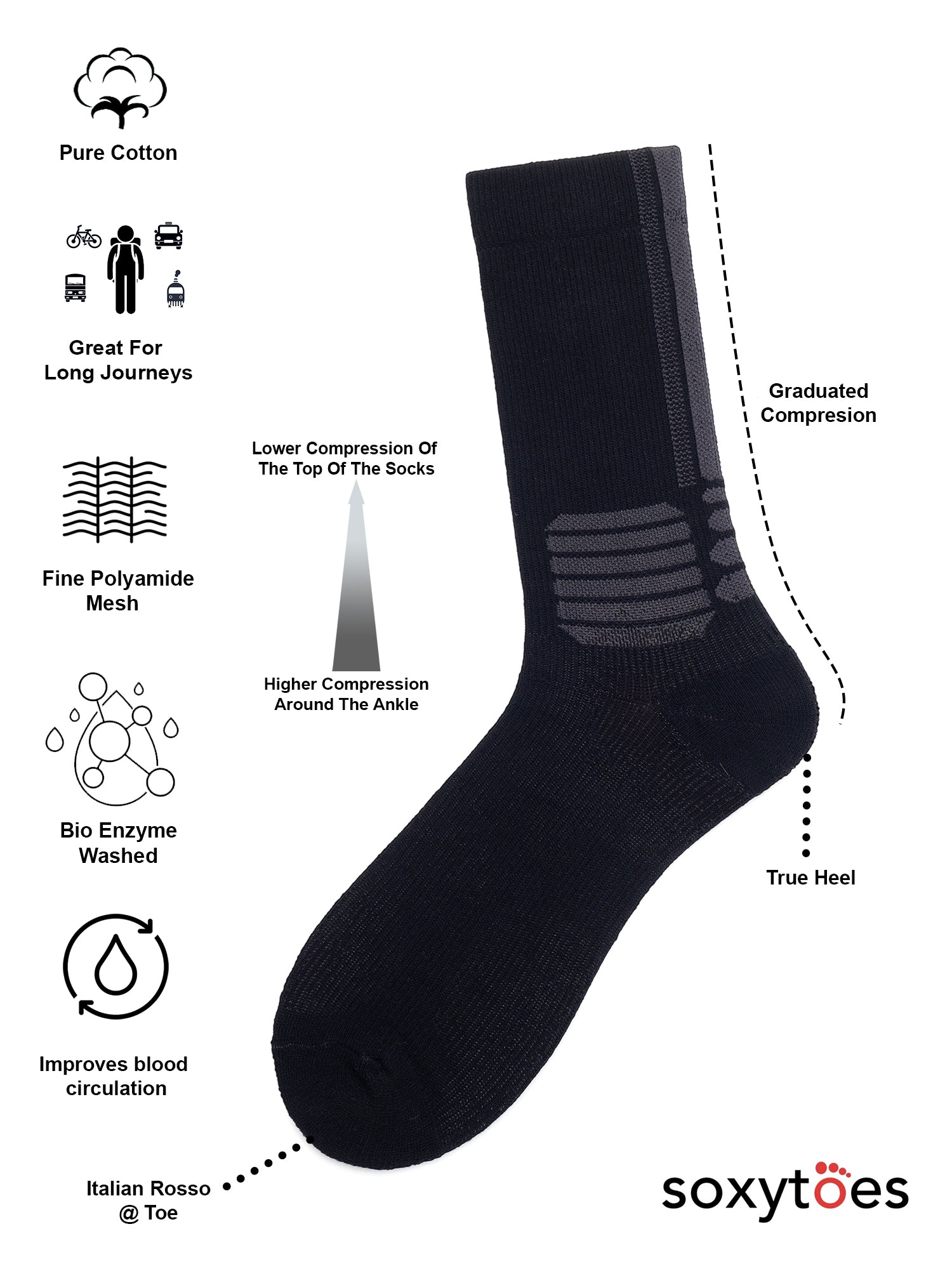 Unisex Compression Therapy | Stand Out Box Of 4 Pairs | Travel Socks
