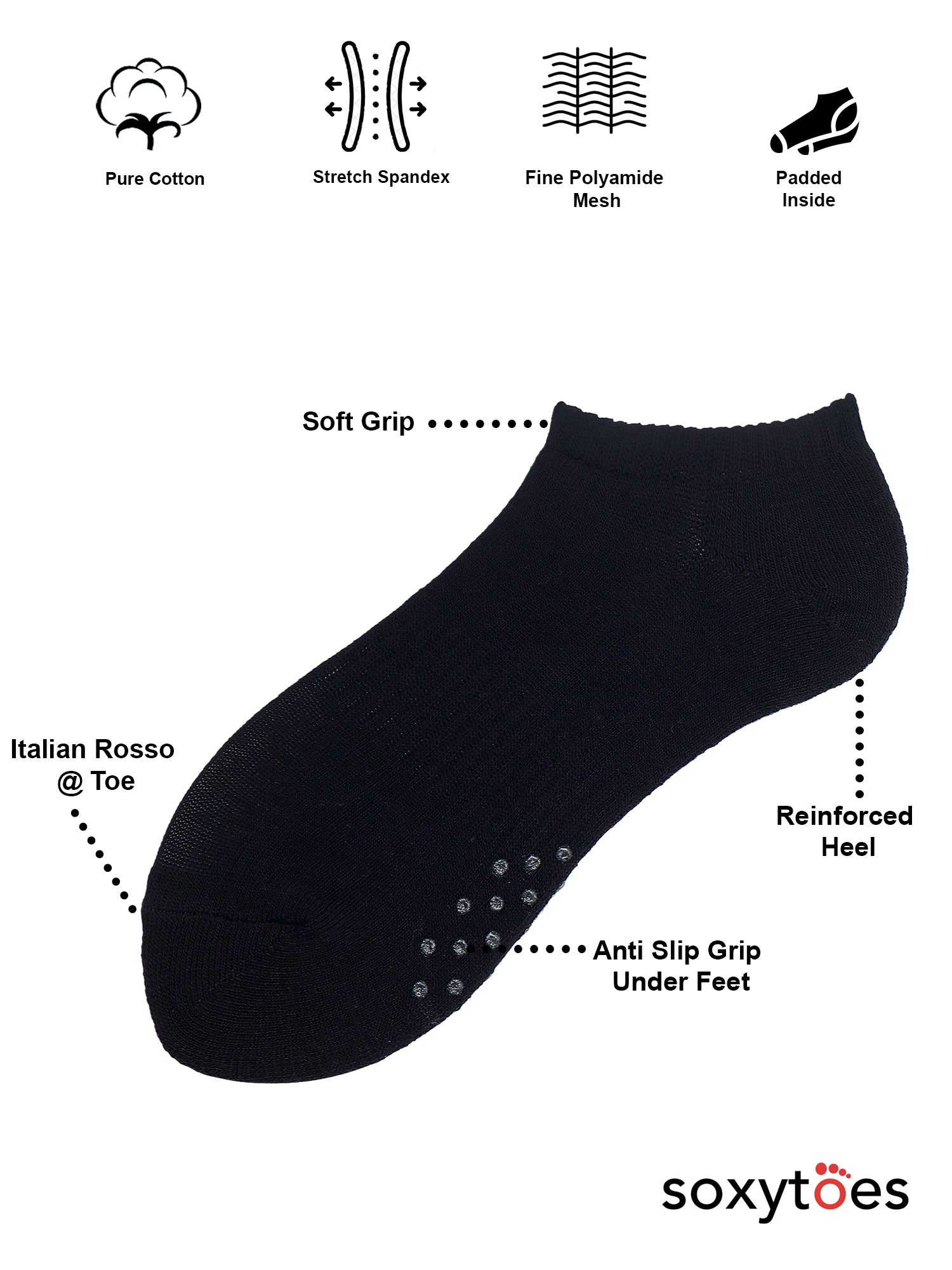 Unisex Grippers | Stand Out Box Of 4 Pairs | Low Cut Lounging Socks