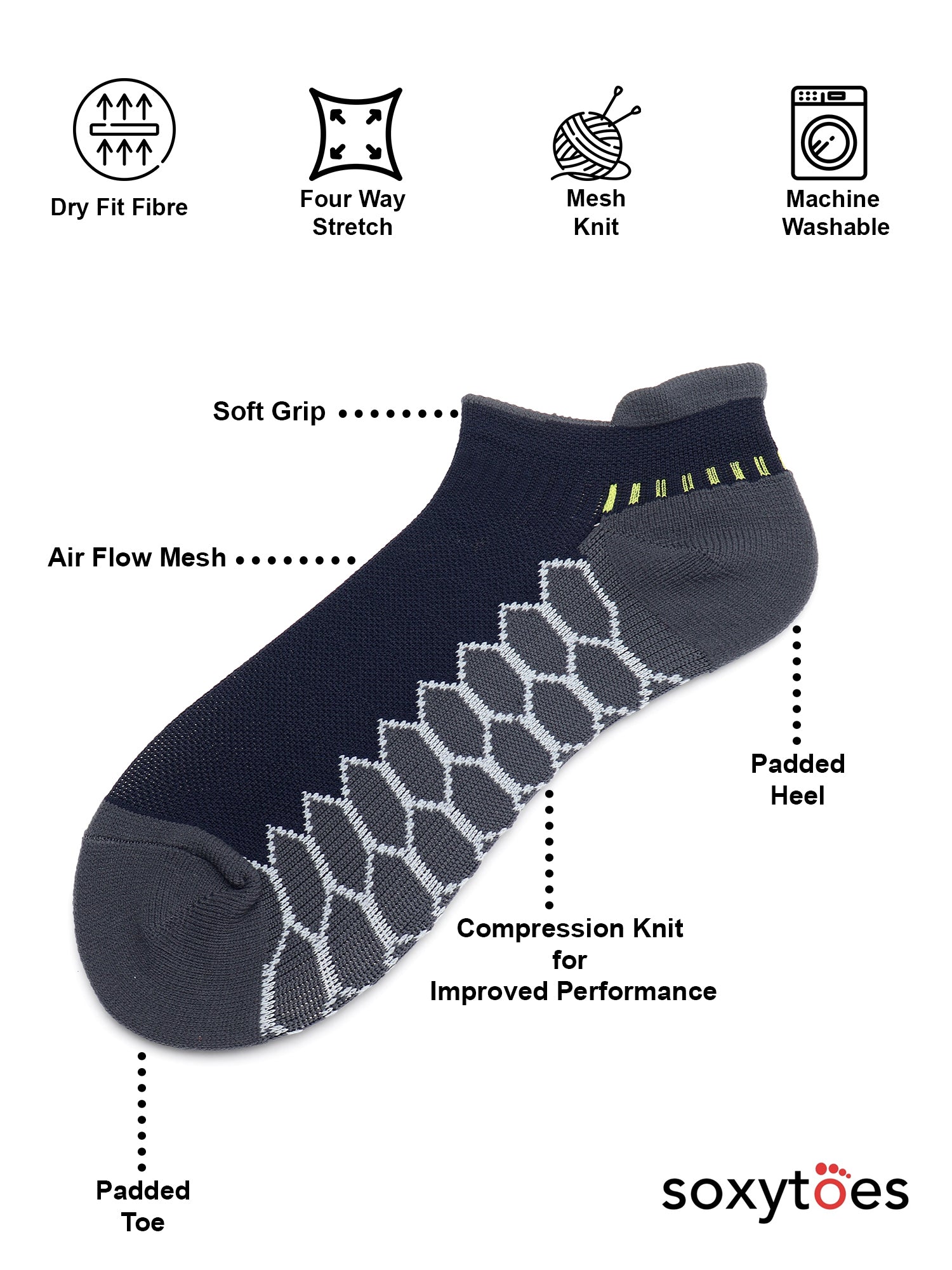 Performax | The Jock Sock | Classic Box Of 4 Pairs | Low Cut Sports Socks