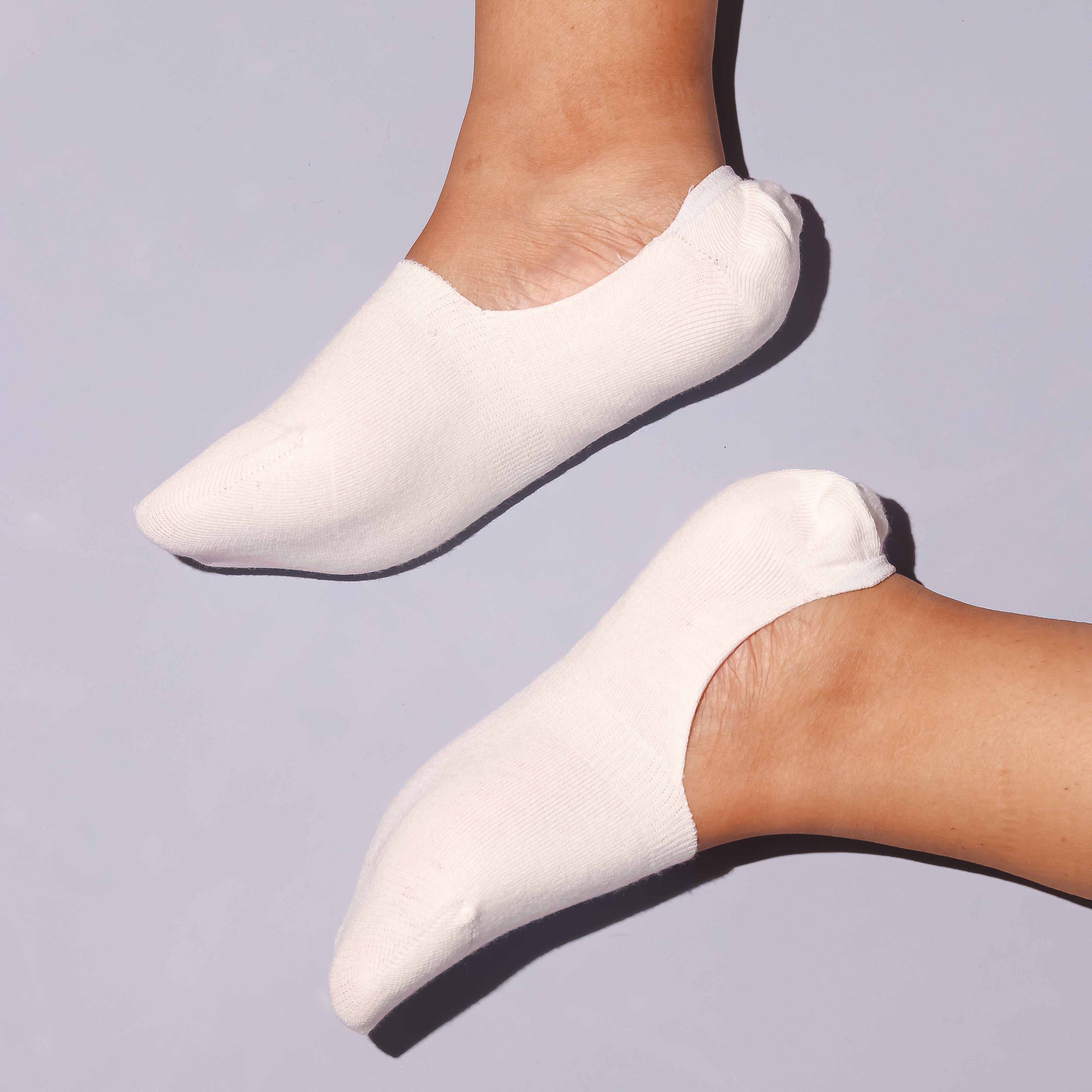 White Solid Non-Slip | No Show Socks For Women
