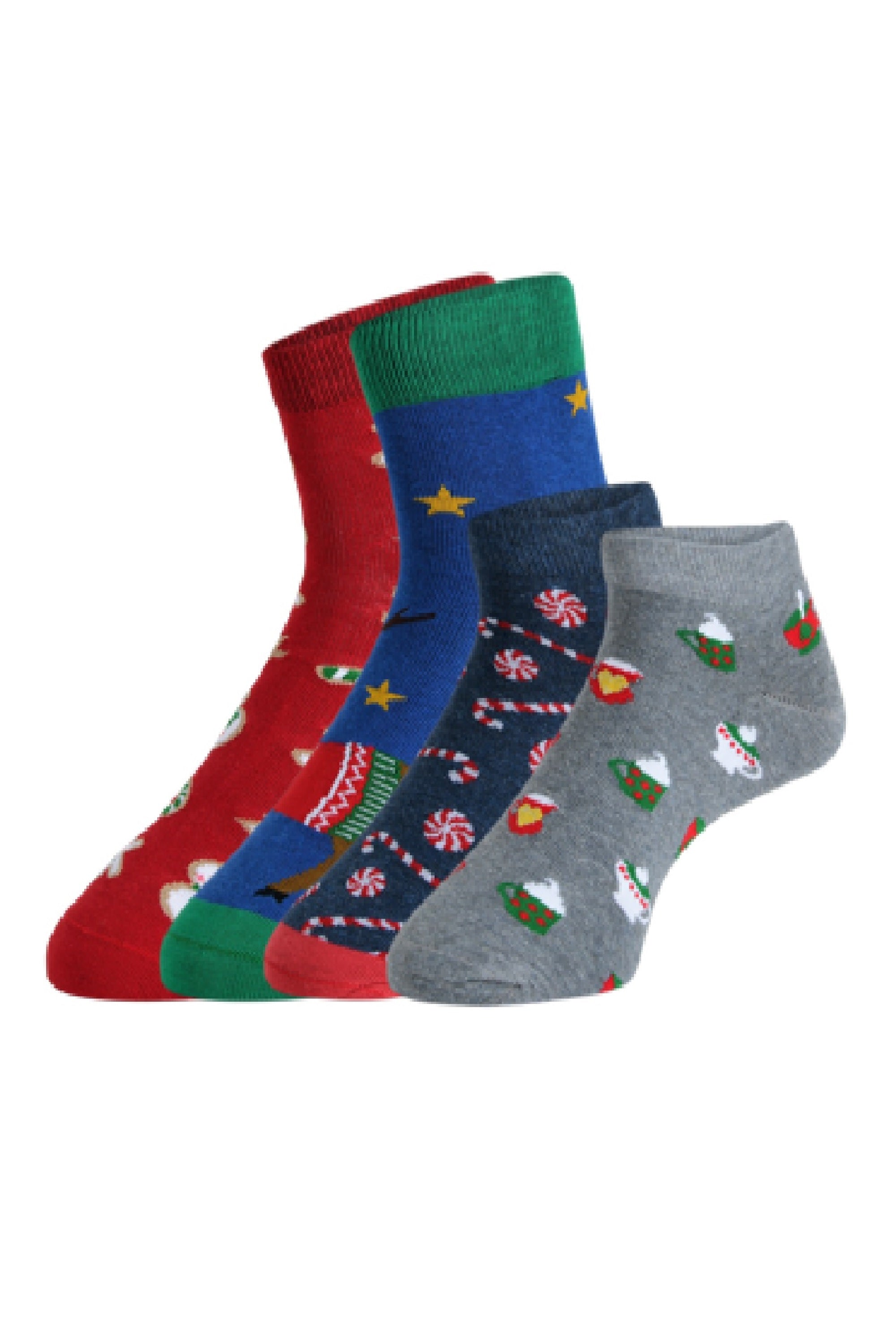 Unisex Holiday Themed Gift Box of 4 Pairs | Ankle Socks