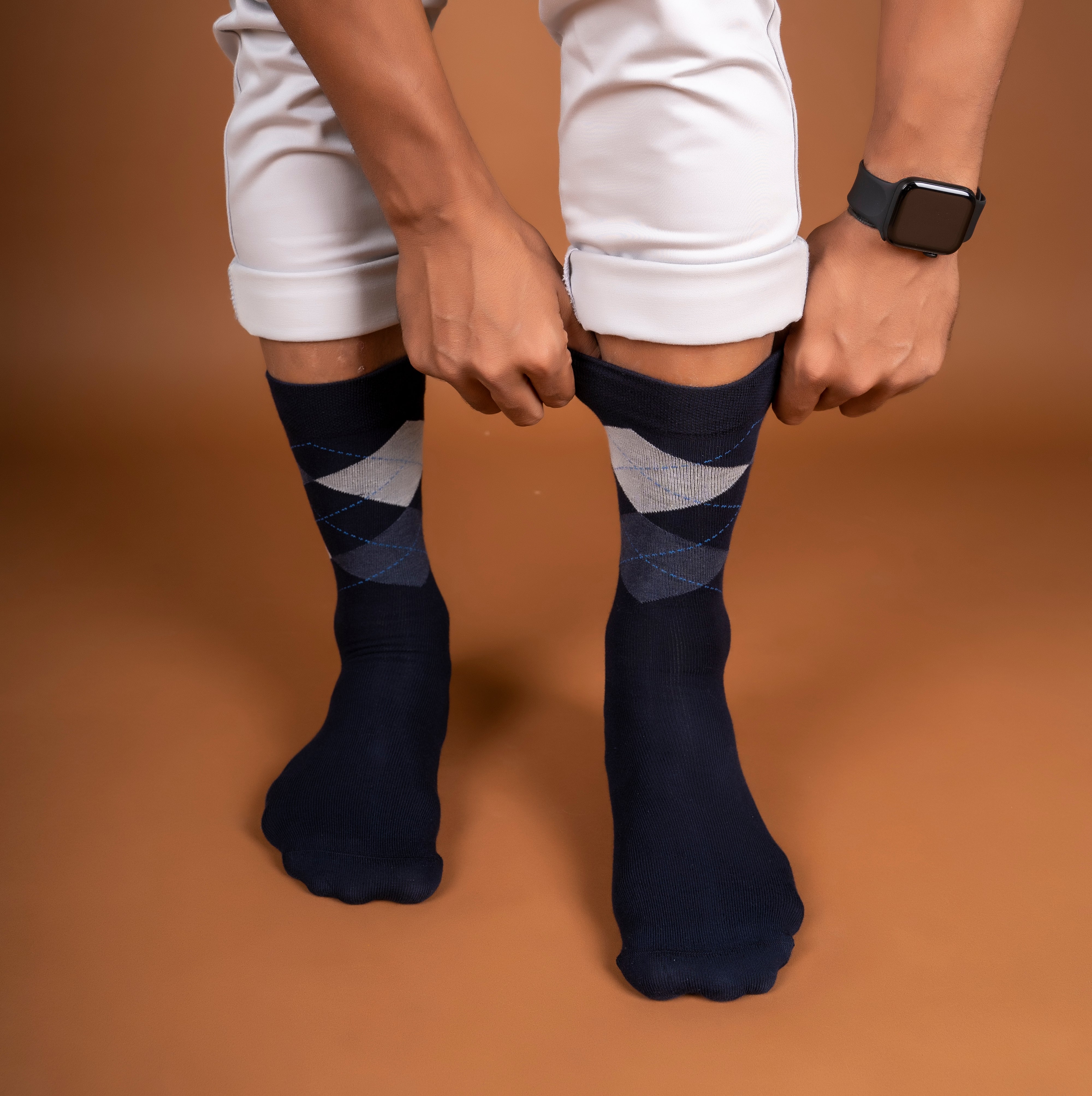 Classic Argyle | Navy Blue | Mid-Calf Socks