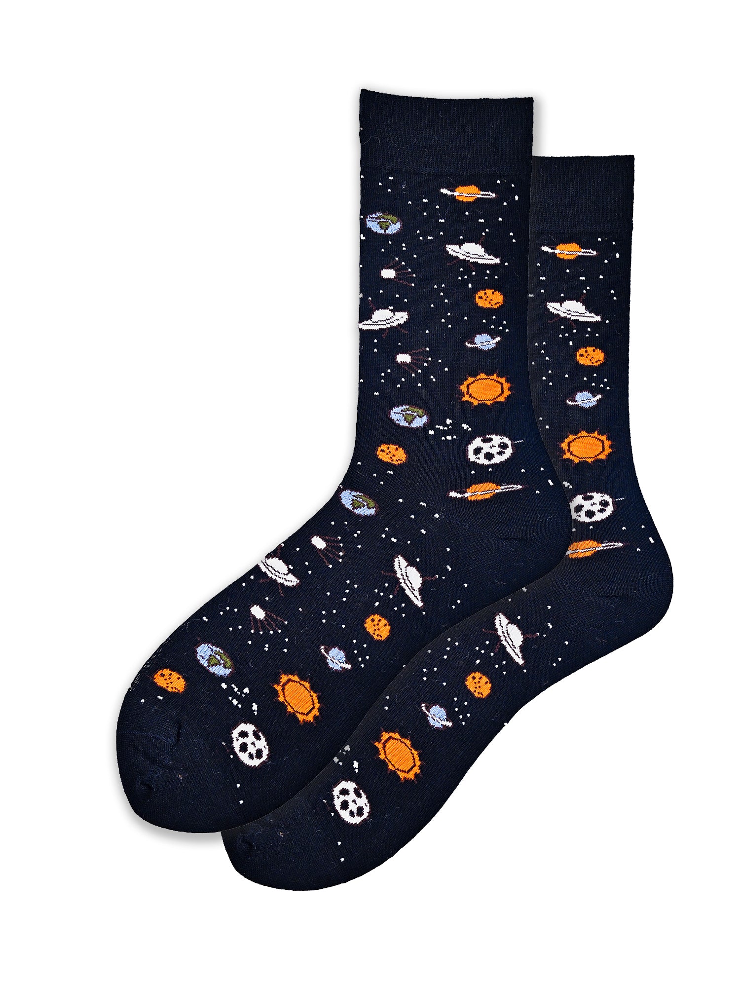 Spaceman | Black Mid-Calf Socks For Men | 1 Pair