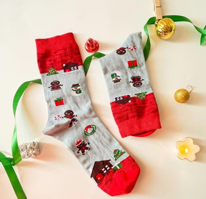 Men's Holiday Themed Winter Gift Box of 4 Pairs | Mid Calf Socks