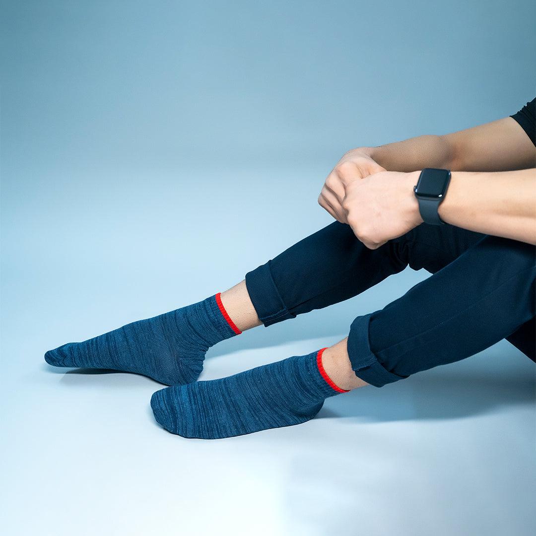 Tipped to Perfection - Twintone Navy with Red Tip Socks - soxytoes