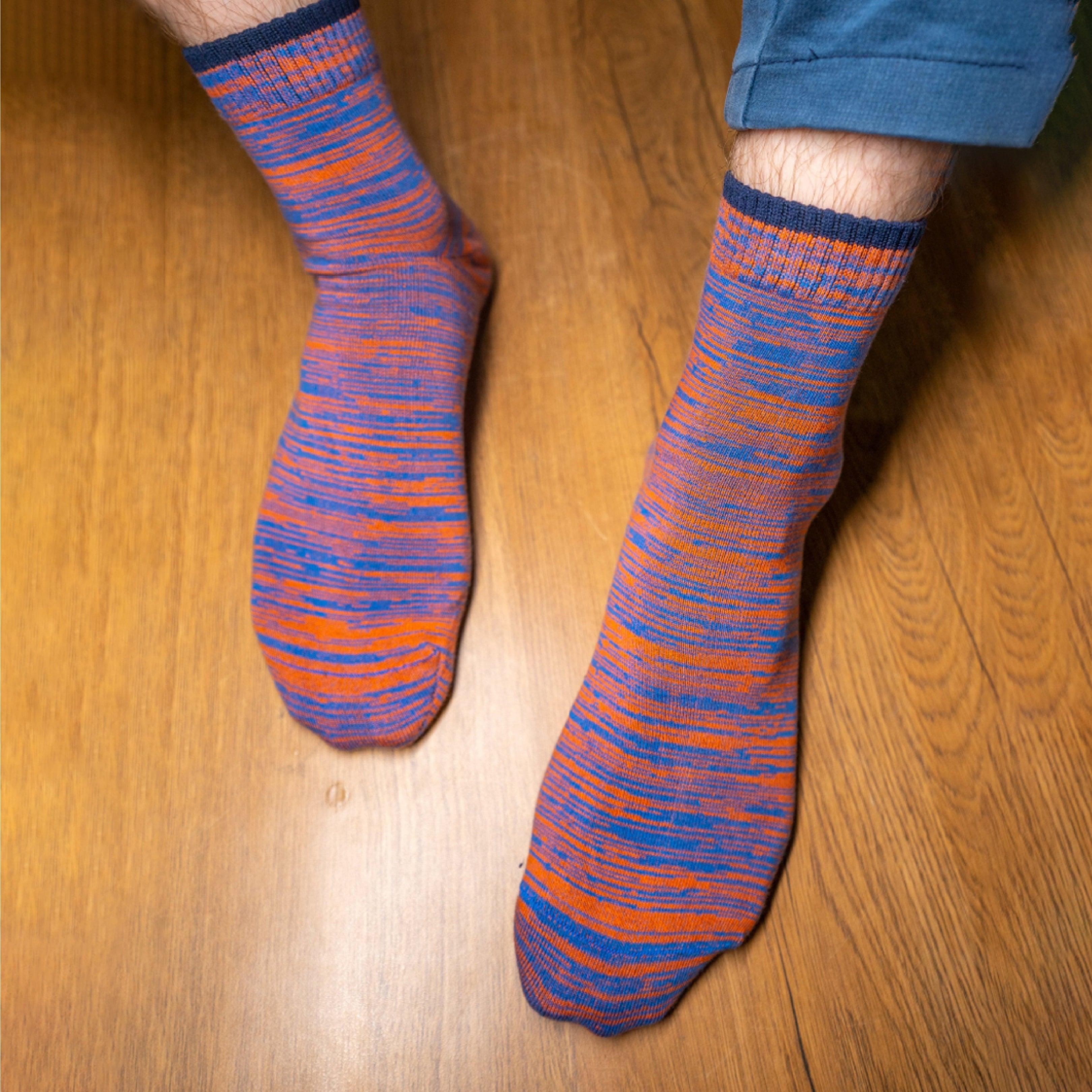 Tipped to Perfection - Twintone Orange with Blue Tip Socks - soxytoes