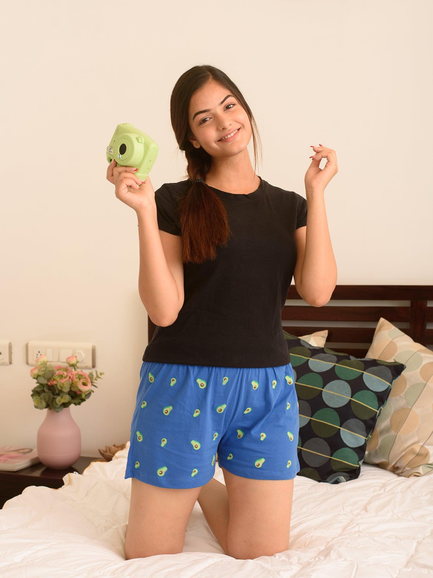 Let's Avocuddle Cotton Shorts - Main Image