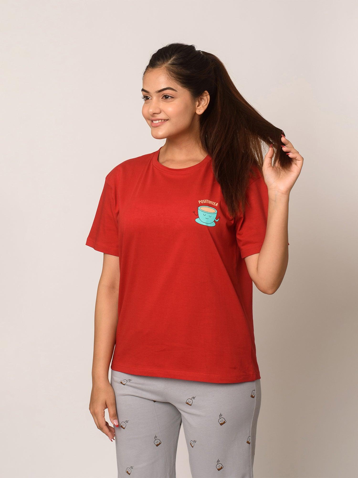 Positivitea Cotton Graphic T-Shirt - soxytoes