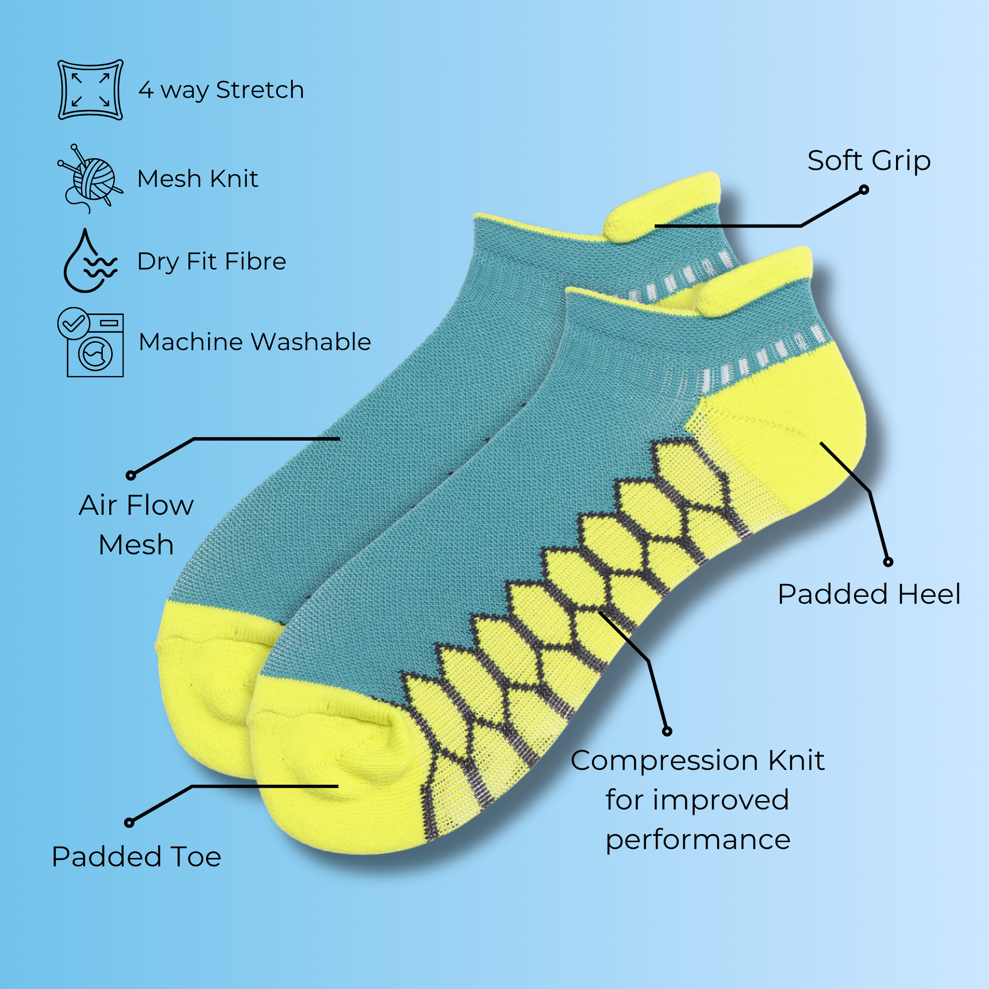Enduro Step Bestsellers Pack of 3 Pairs | Performax Athletic | Ankle Sports Socks