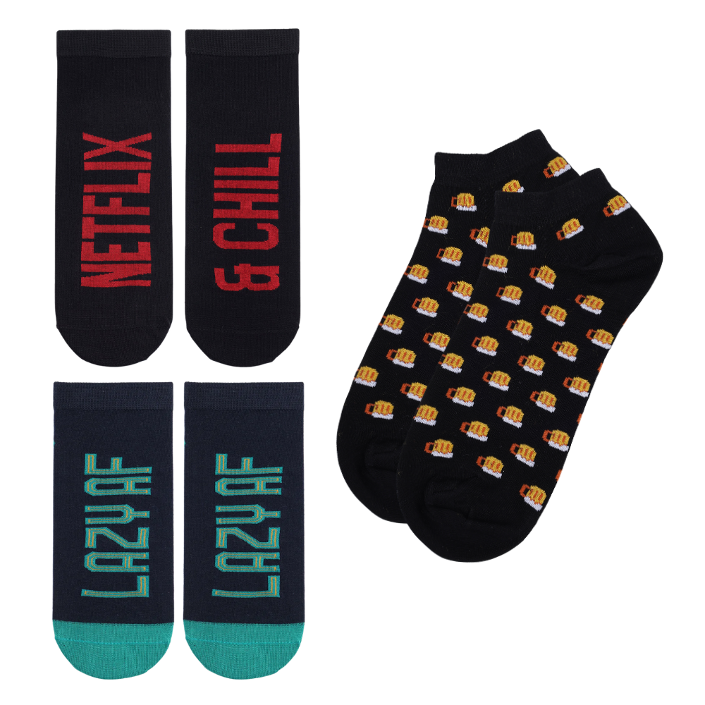 Chill Hard ! Pack of 3 Pairs | Unisex Ankle Socks