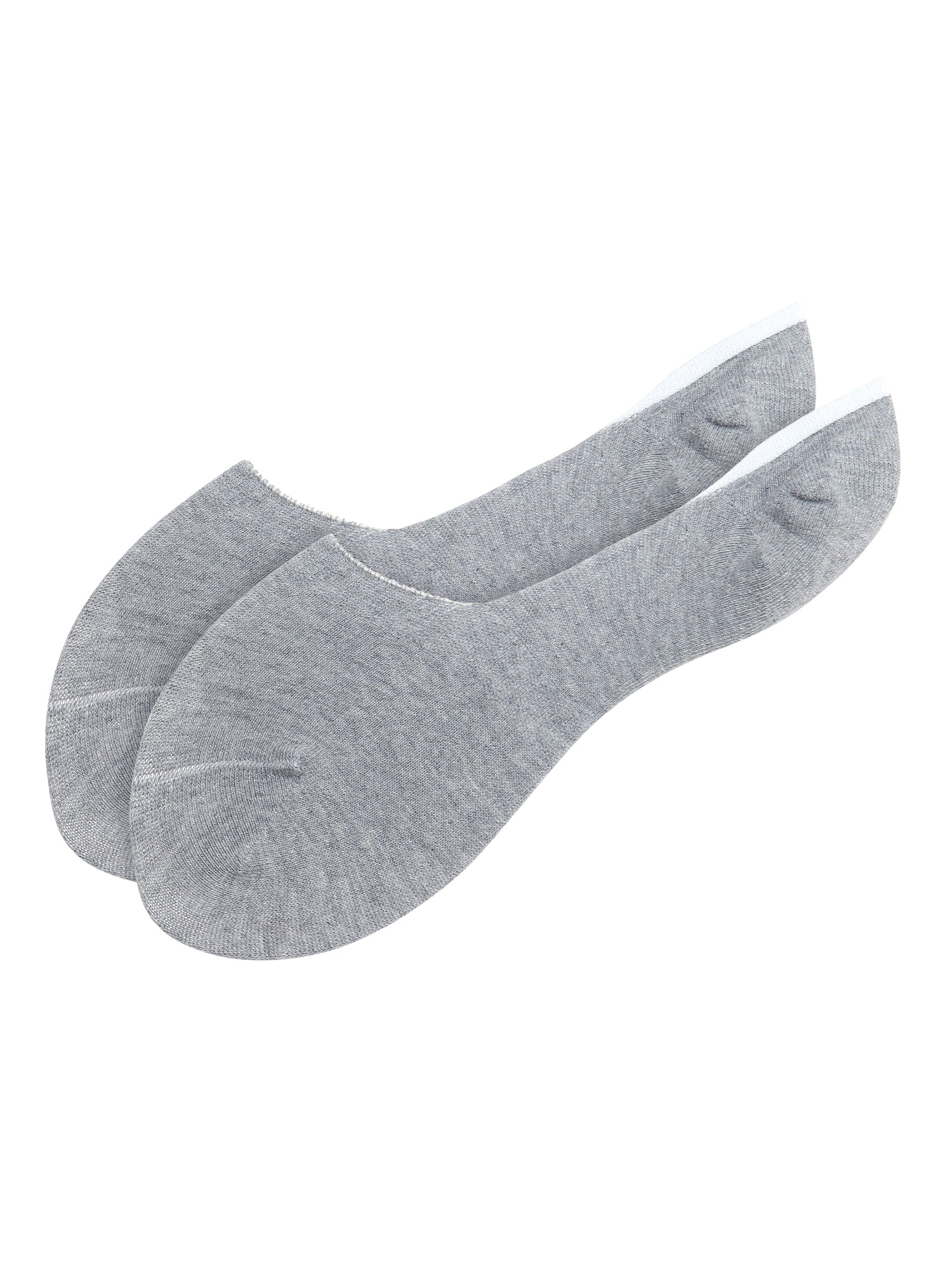 Grey Solid Non-Slip No Show Socks For Women