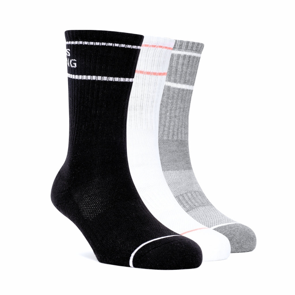 Soxy Pump | White Grey Black | Box of 3 Unisex Athletic Socks