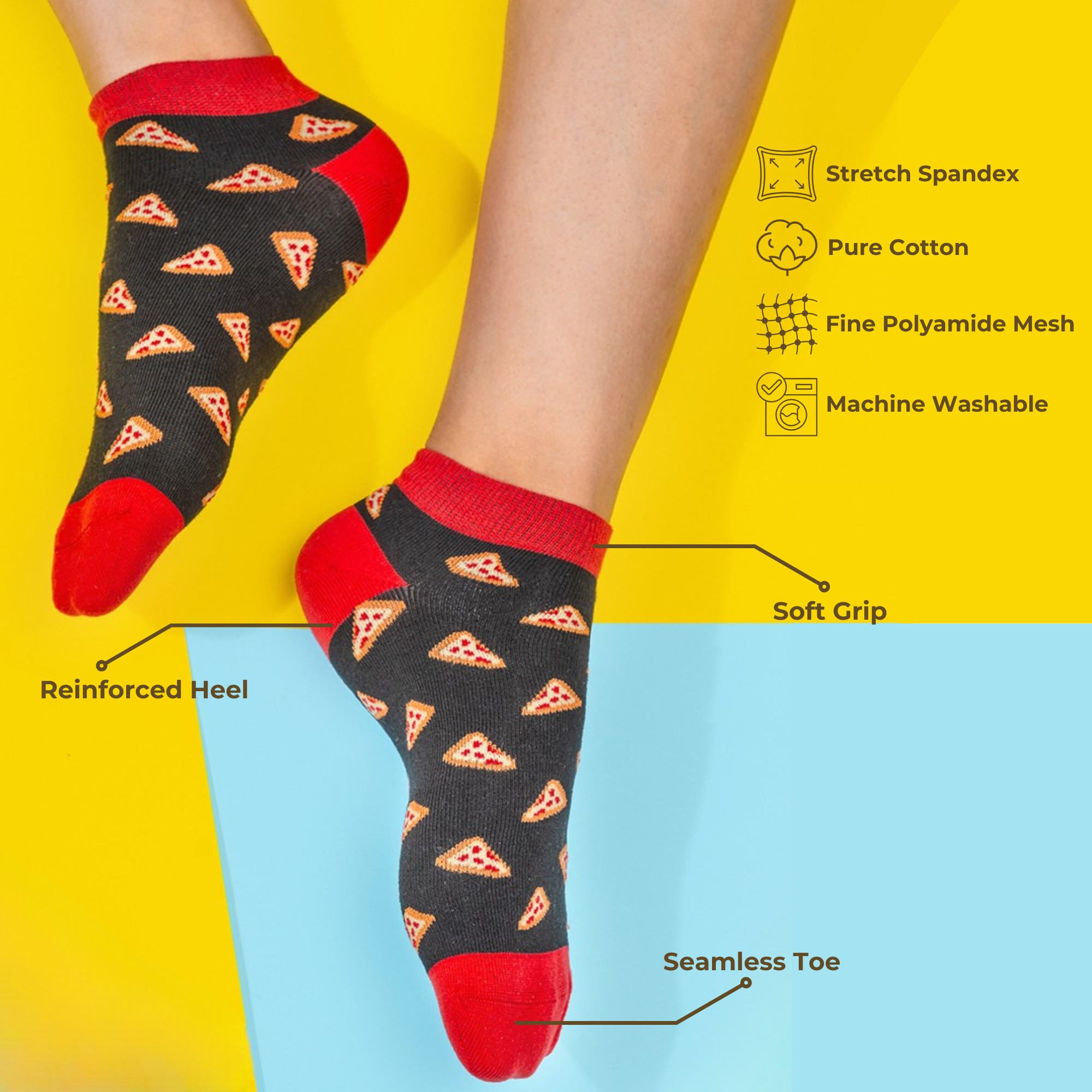 Nom Nom Toes Pack of 3 Pairs | Ankle Socks