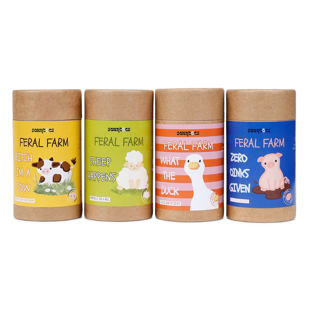 Feral Farm | Pack of 4 Pairs Bamboo Socks | Unisex with Compression