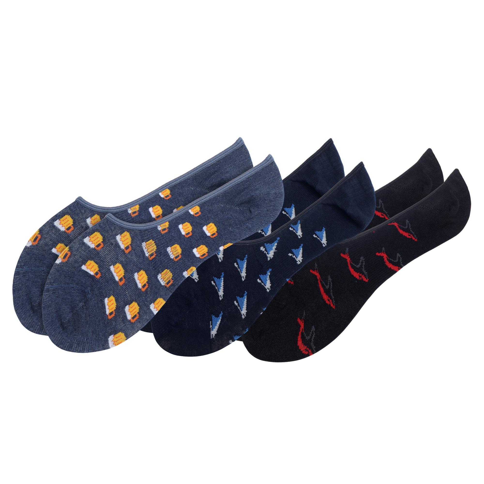 Toes Ahoy! Pack of 3 Pairs | No Show Loafer Socks for Men