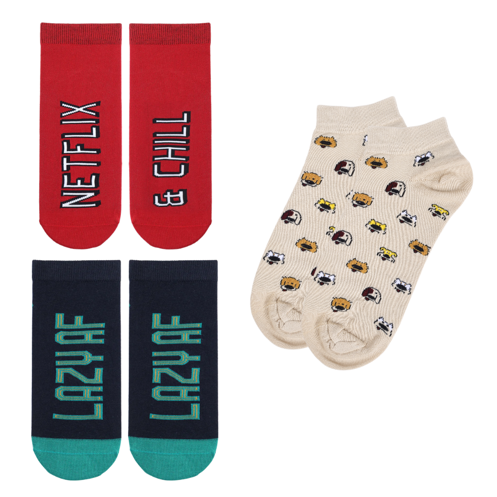 Pawfectly Happy Pack of 3 Pairs | Unisex Ankle Socks