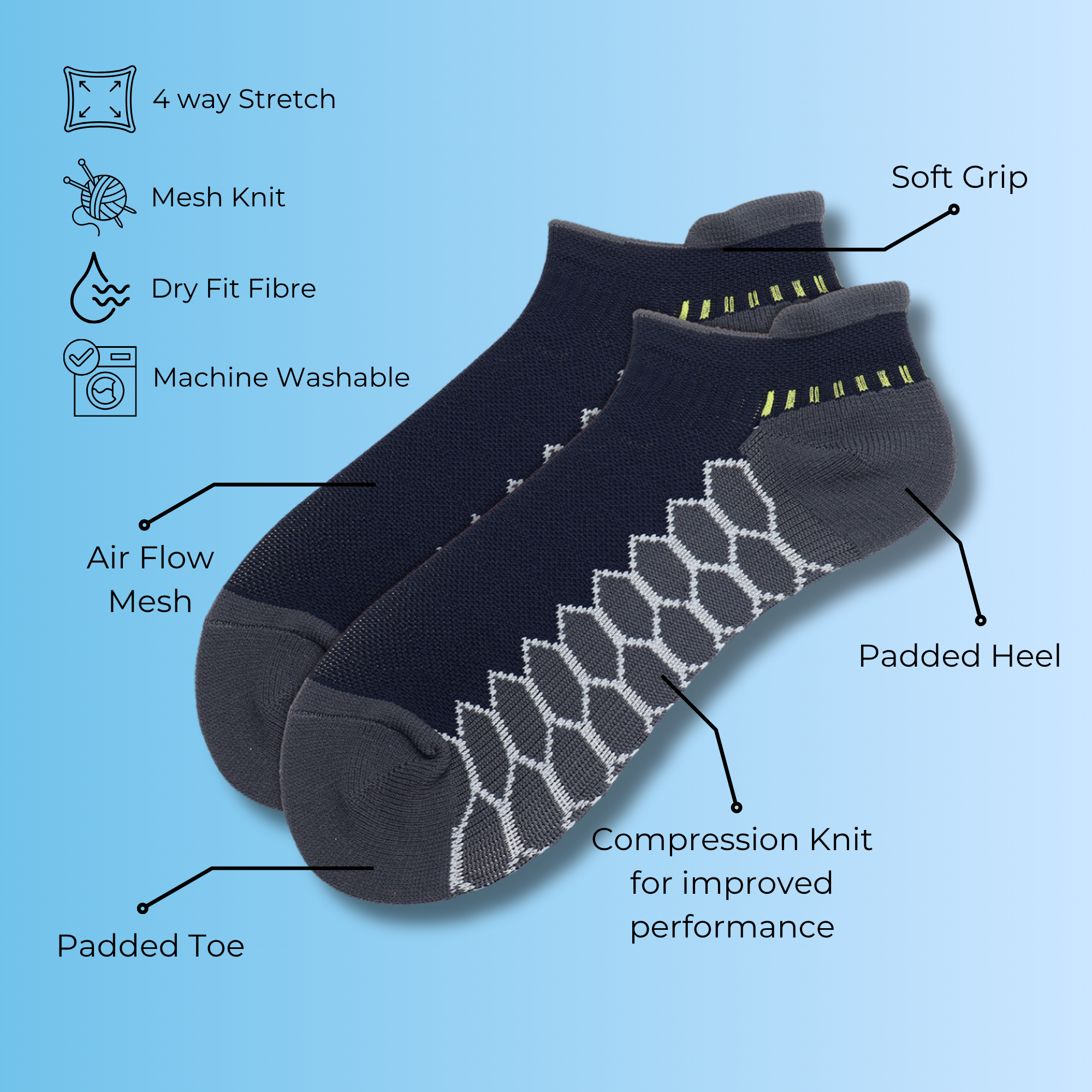 Enduro Step Basics Pack of 3 Pairs | Performax Athletic | Ankle Sports Socks