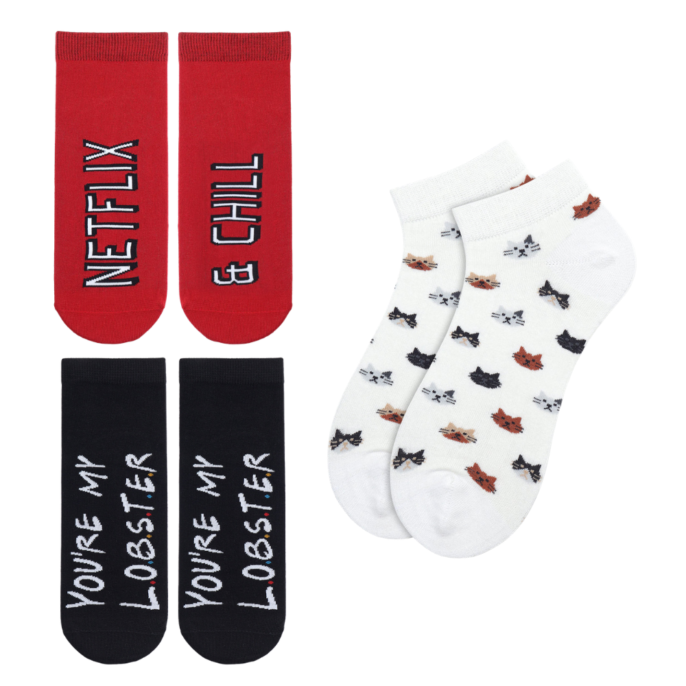 Phoebe Pack of 3 Pairs | Unisex Ankle Socks