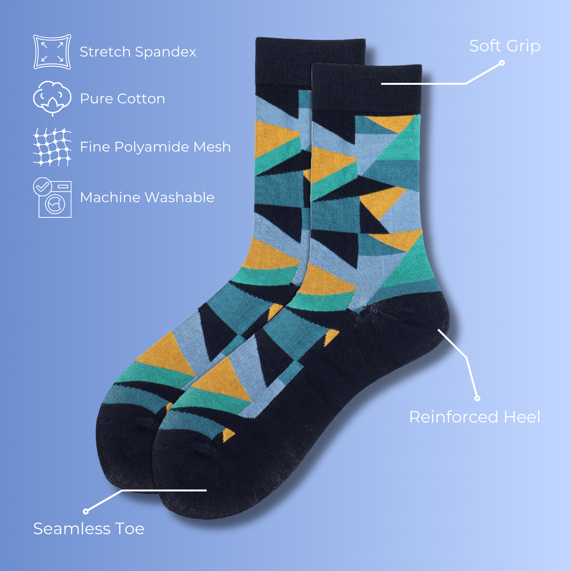 Linear Luxe Pack of 5 Pairs | Mid-Calf Socks