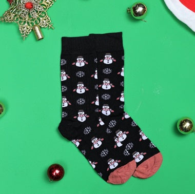 Winter Snowmen | Cotton Mid-Calf Crew Socks