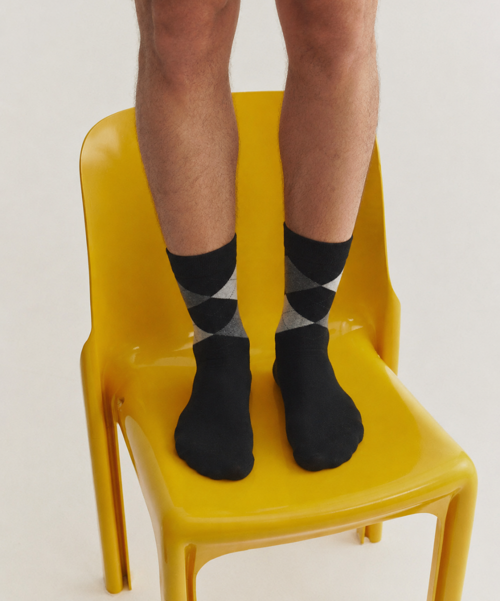 Classic Argyle | Black | Mid-Calf Socks