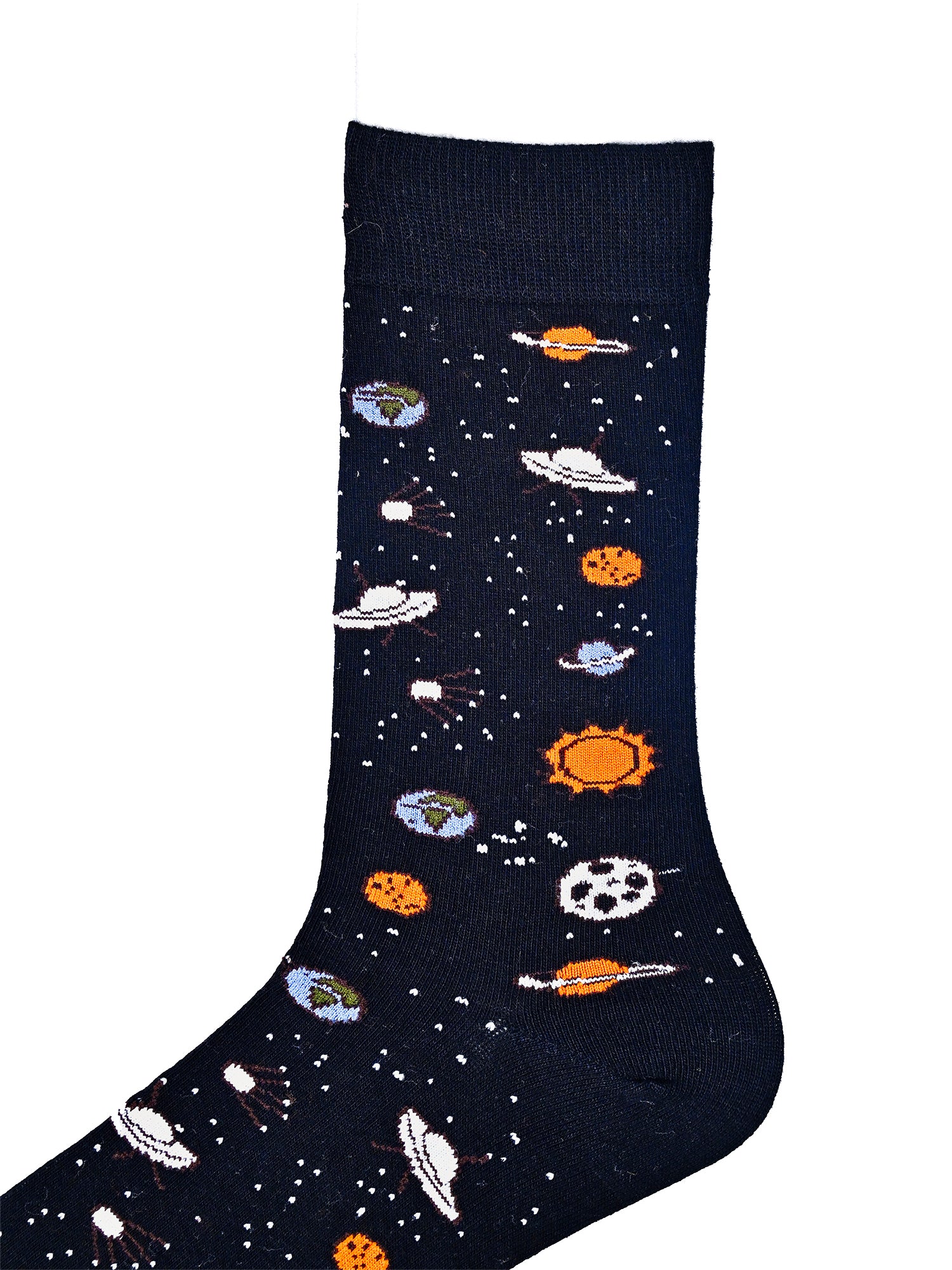 Spaceman | Black Mid-Calf Socks For Men | 1 Pair