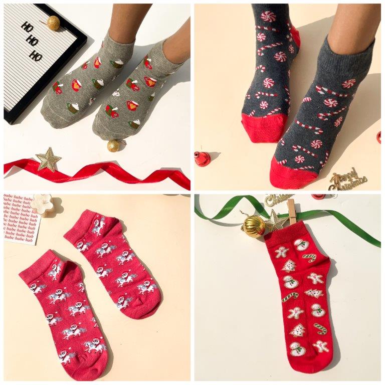 Secret Santa Gift Box of 4 Socks Unisex Ankle Socks