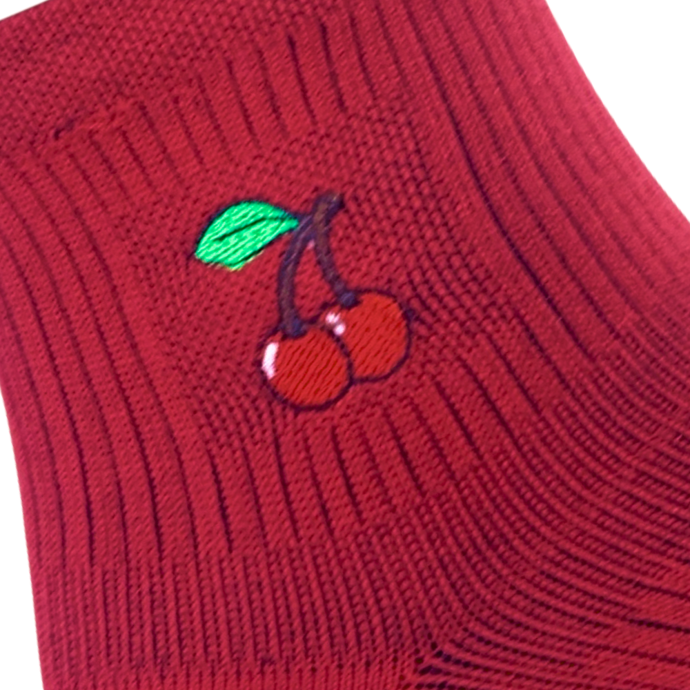 Mon Cherrie Cherry-Themed Bamboo Ankle Socks