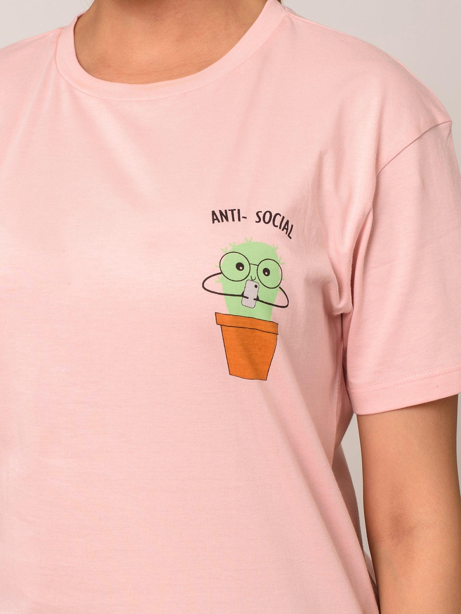 Anti-Social Cotton Graphic T-Shirt - soxytoes