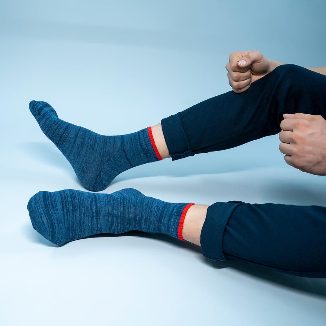 Tipped to Perfection - Twintone Navy with Red Tip Socks - soxytoes