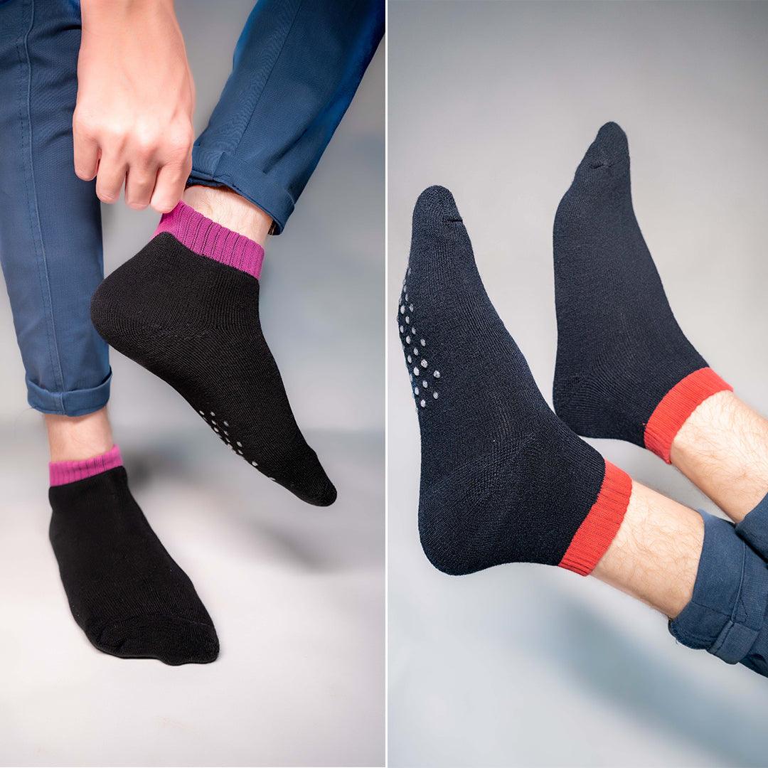 Black & Navy Anti-Slip Gripper Socks Pack of 2 - soxytoes