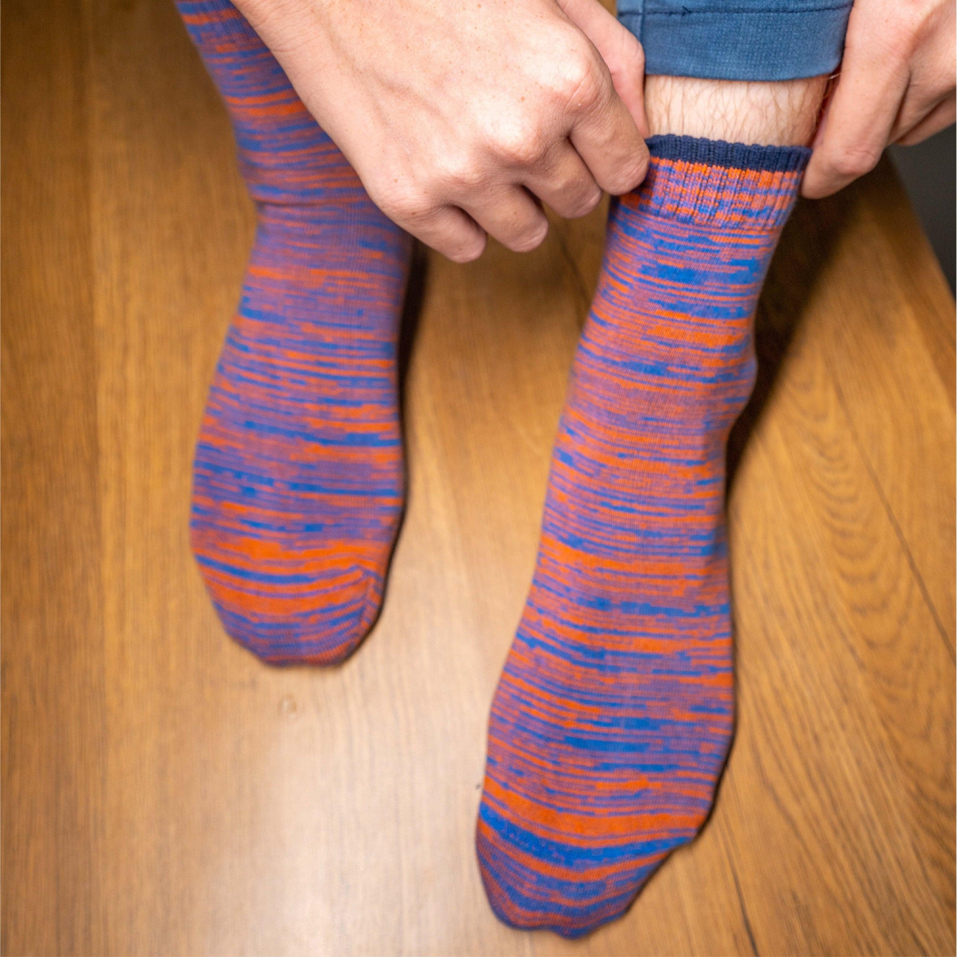 Tipped to Perfection - Twintone Orange with Blue Tip Socks - soxytoes